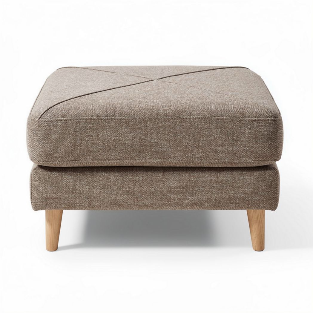 Pouf quadrato in tessuto grigio 60 x 60 x 40cm con piedi in legno