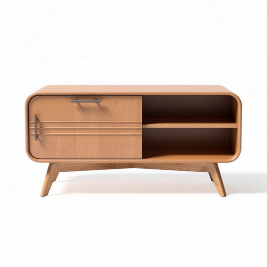Mobiletto in legno con ripiani e cassetti 120 x 40 x 50 cm color noce