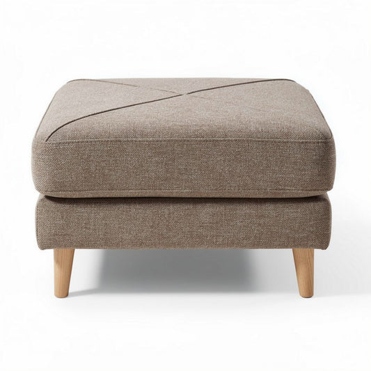 Pouf quadrato in tessuto grigio 60 x 60 x 40cm con piedi in legno