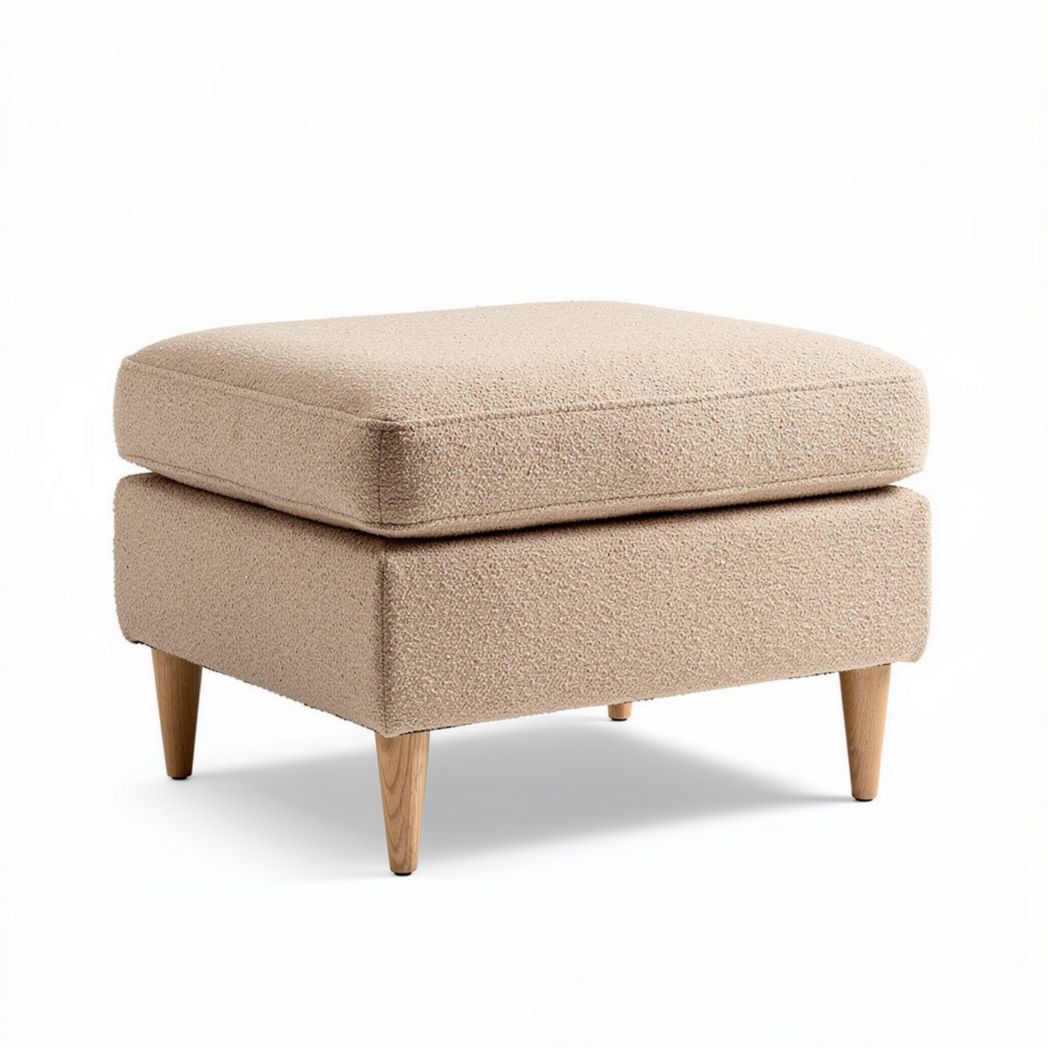 Pouf rettangolare con imbottitura in tessuto grigio 80 x 80 x 45cm