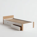 Letto singolo con testata imbottita e struttura in legno 190 x 90 x 40cm