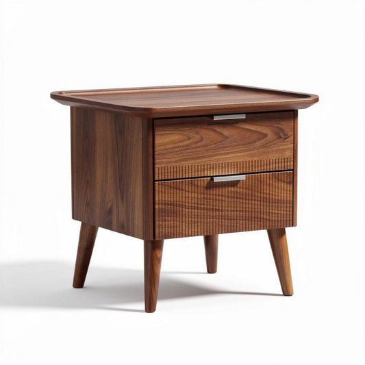 Comodino in legno massello di noce con due cassetti dimensioni 50 x 40 x 45cm