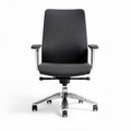 Sedia ergonomica in tessuto grigio con base in alluminio dimensioni 45 x 60 x 110cm