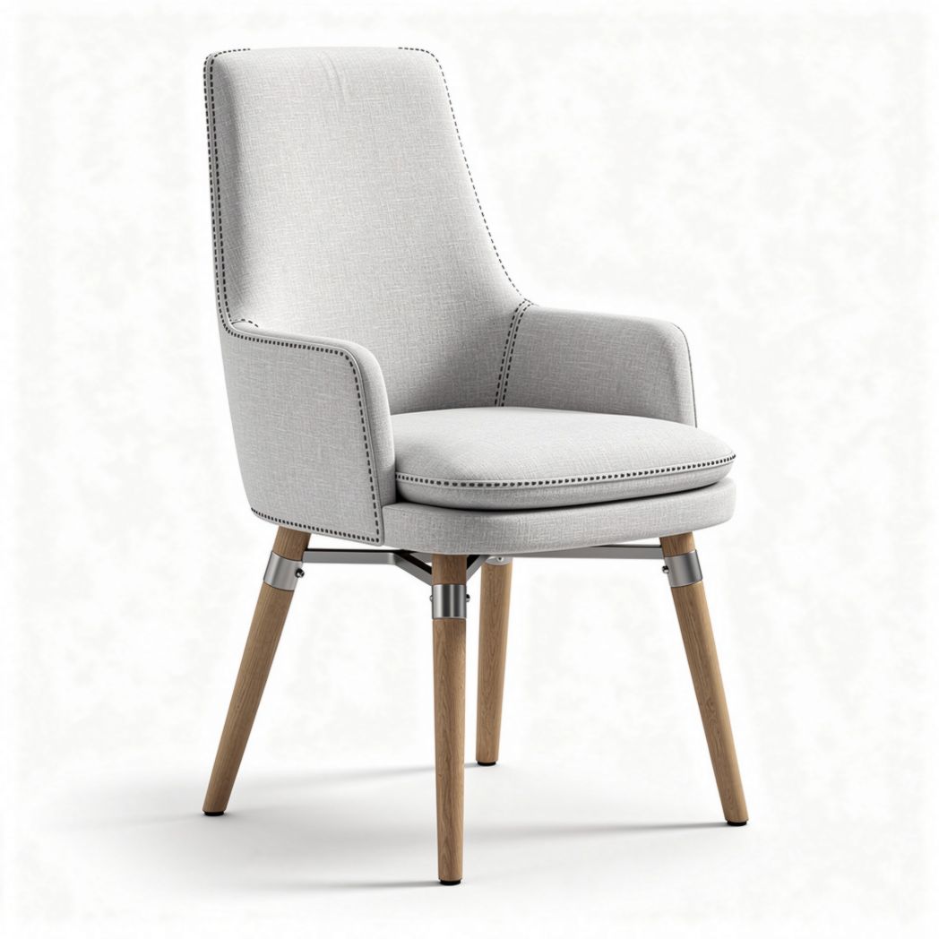 Sedia da pranzo imbottita in tessuto grigio con gambe in legno 50 x 55 x 90cm