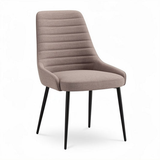 Sedia da pranzo in tessuto beige con gambe nere 45 x 50 x 90cm